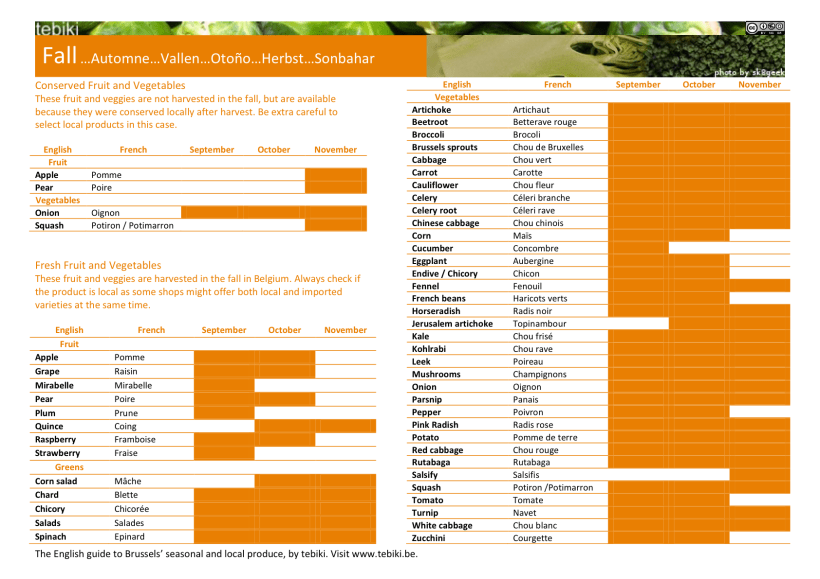 English Guide to Seasonal and Local Produce by tebiki